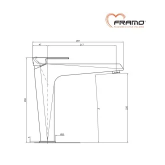Смесител за мивка за плот FRAMO ITALY E100 ВИСОК 220мм Смесител за мивка за плот FRAMO ITALY E100 ВИСОК 220мм