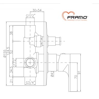 Смесител за вграждане с превключвател FRAMO ITALY C300 Смесител за вграждане с превключвател FRAMO ITALY C300