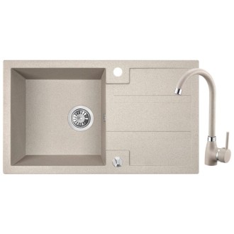 Комплект кухненска мивка и смесител Серия Barbados Beige Комплект кухненска мивка и смесител Серия Barbados Beige