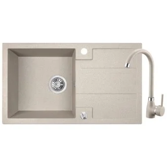 Комплект кухненска мивка и смесител Серия Barbados Beige