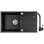 Комплект кухненска мивка и стоящ смесител Серия Barbados Black