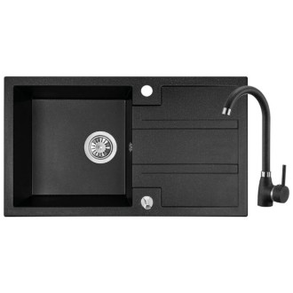 Комплект кухненска мивка и стоящ смесител Серия Barbados Black Комплект кухненска мивка и стоящ смесител Серия Barbados Black
