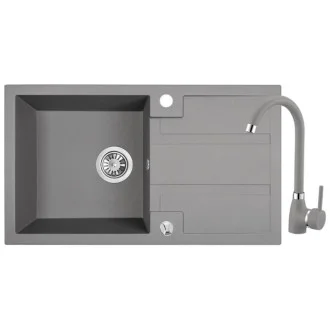 Комплект кухненска мивка и смесител Серия Barbados Grey
