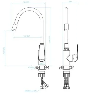 Стоящ смесител за кухня с гъвкава лебедка  Elza, Бежов