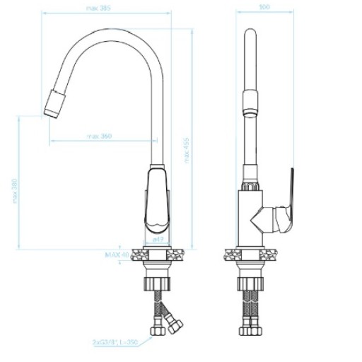 Смесител за кухня с гъвкава лебедка Elza Черен