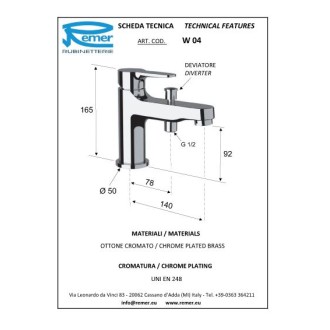 Стоящ смесител за мивка с подвижен душ Winner Стоящ смесител за мивка с подвижен душ Winner