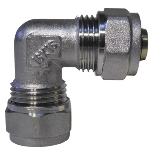 Връзка коляно ДВОЙНА Ф18хФ18, месинг, разглобяема (Ъглова връзка за pex-al-pex тръби Ф18хФ18) на цени от 4.99 лв. само в dklux.com