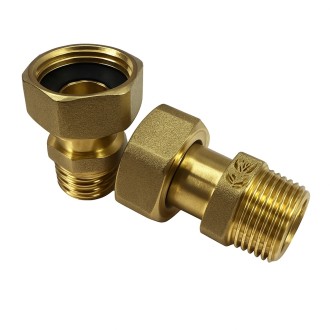 НИПЕЛ с Холендрова гайка 3/4"Мх3/4"Ж МЕСИНГ без покритие