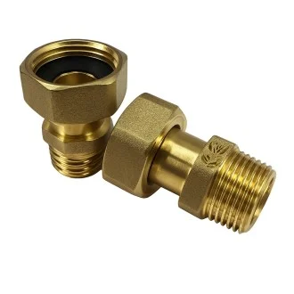 НИПЕЛ с Холендрова гайка 3/4"Мх3/4"Ж МЕСИНГ без покритие